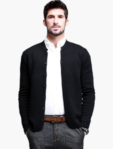 Cardigan casual noir avec tricot tricoté moulant