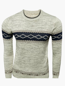 Pull confortable en brocart col ras du cou