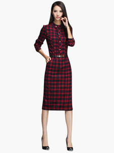 Robe bodycon rouge col montant