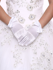 Gants en satin blanc de mariage Longueur de poignet