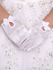 Gants en satin blanc de mariage Longueur de poignet