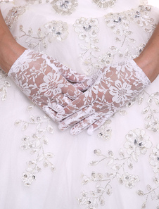 Gants en dentelle blanc de mariage Longueur de poignet