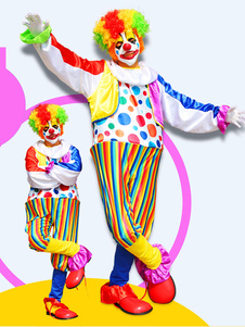 Toussaint Cosplay Costume de Clown rayée multicolore masculine pour Mardi Gras