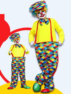 Toussaint Cosplay Costume Quatre morceaux masculine One Size costume de Clown multicolore pour Mardi