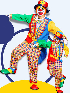 Toussaint Cosplay Costume Plaid multicolore Clown costume masculine pour Mardi Gras