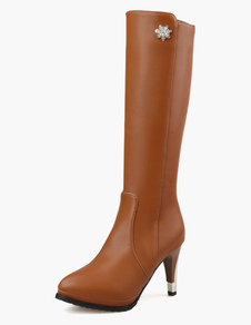 Bottes à talons aigus en PU