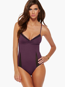 Maillot de bain charmant 1 piece violet croisé