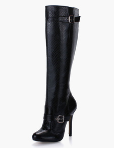 Bottes à talons aigus noir ornement métallique