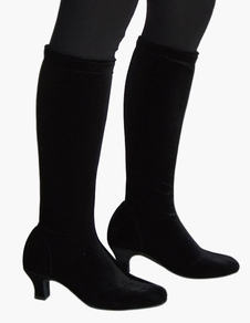 Bottes mi-mollet ruban aux chevilles à bout pointu en velours