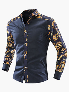 Chemise coton bleu marine foncé multicolore