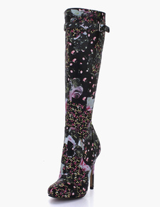 Bottes à talons aigus noir avec boucle