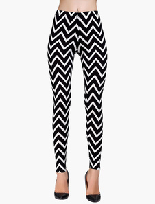 Charmant leggins pour femmes multicolores casual à zigzags