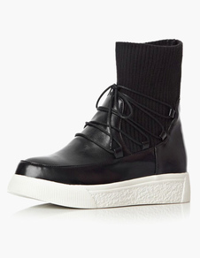 Bottine femme à bout rond Talon plate lacetse