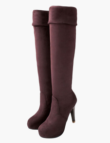 Cuissardes belles à talons aigus en micro daim Tige réglable