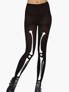 Populaires leggins féminins noirs imprimé squelette