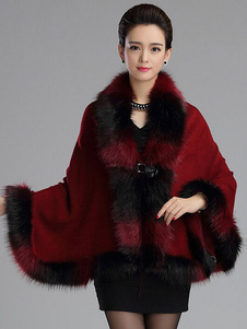 Manteau en fausse fourrure dégradé surdimensionné col V