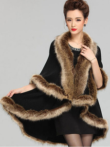 Manteauen fausse fourrure multicouche col V