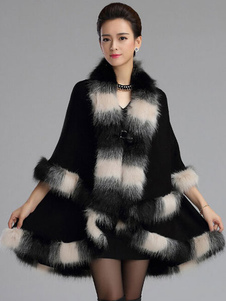 Manteau en fausse fourrure multicouche col V