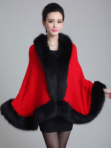 Chic Manteau femme rouge jacquard surdimensionné col V