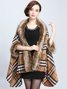 Manteau en fausse fourrure multicouche col V