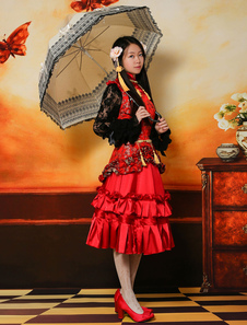 Robe lolita en coton rouge douse