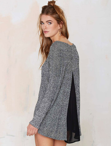 Blouse femme mode en chiffon gris clair