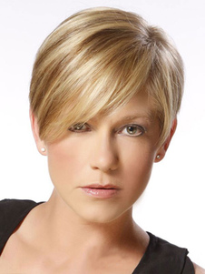 Perruque de cheveux humains de qualité pour femme couleur de lin