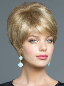 Perruque de cheveux humains de qualité pour femme or