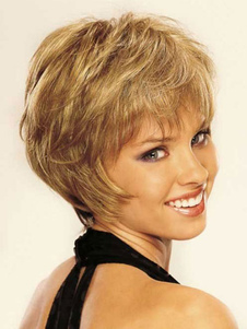 Perruque de cheveux humains pour femme or