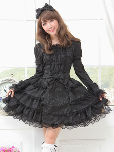Gothique en couches dentelle Palais Style Lolita Satin robe