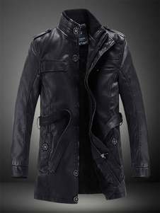 Veste homme en PU noir à capuche