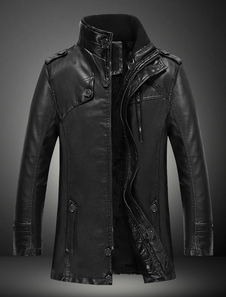 Veste homme en simili cuir col montant