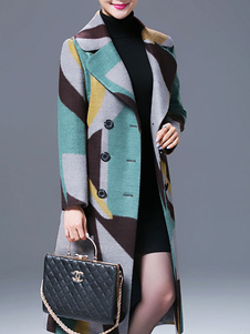 Manteau multicolore color-block avec poches