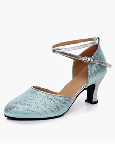 Chaussures de danse latine à talons épais semelle souple bout amande