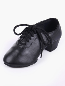 Chaussures de danse latine noir à talons chiots bout amande