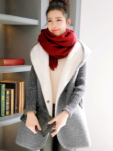 Manches longues coton rembourré Hooded Jacket pour femme