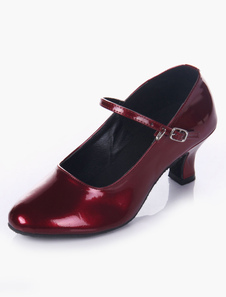 Chaussures de latine à talons épais semelle souple bout amande