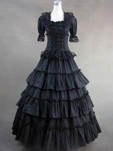 Costume rétro noir en coton