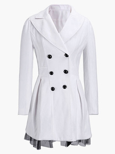 Beau Manteau mode blanc en gabardine bicolore