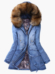 Énigmatique manteau en denim bleu à ceinture