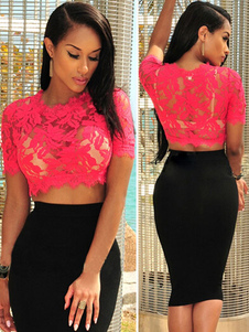 haut de Club manches courtes dentelle à tricoter