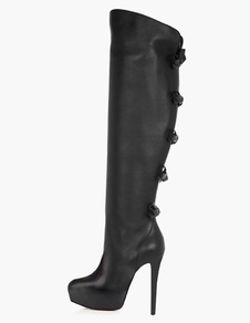 Cuissardes à talons aigus noir Zip