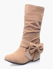 Bottes mi-mollet à bout rond