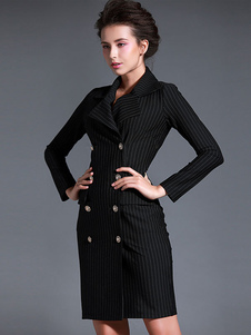 Encoche col manches longues Double Breasted Party Dress