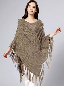 Cardigan style urbain écru blanc tricoté avec frange