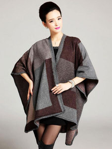 Cardigan féminin style urbain multicolore à carreaux surdimensionné