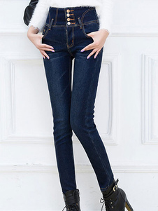 Grande hauteur de charme épaissir causale Denim Jeans/Pantalons pour femme