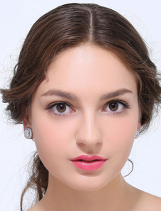 Goujon d'oreille argent Zircon rond de métal brillant de la mariée