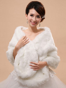 Sans manches fausse fourrure mariage nuptiale châle