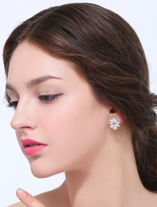 Zircon géométriques argent Marquise oreille métal Stud